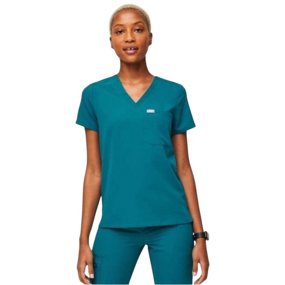 FIGS Catarina Scrub Top Women's XS Teal Blue PO 4228 Rare Retired Limited Darted